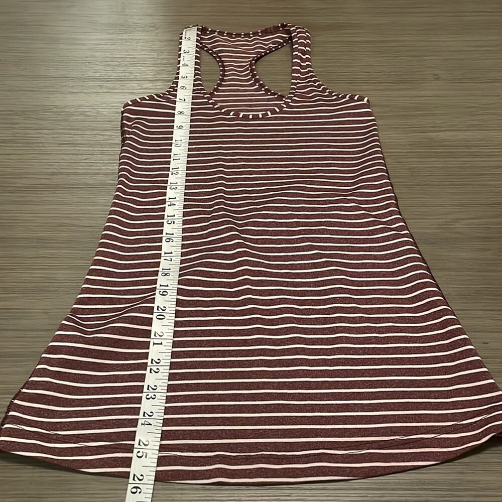 Lululemon Cool Racerback West2east Stripe Heathered Bordeaux Drama Tank Top Sz 2 - Picture 9 of 9
